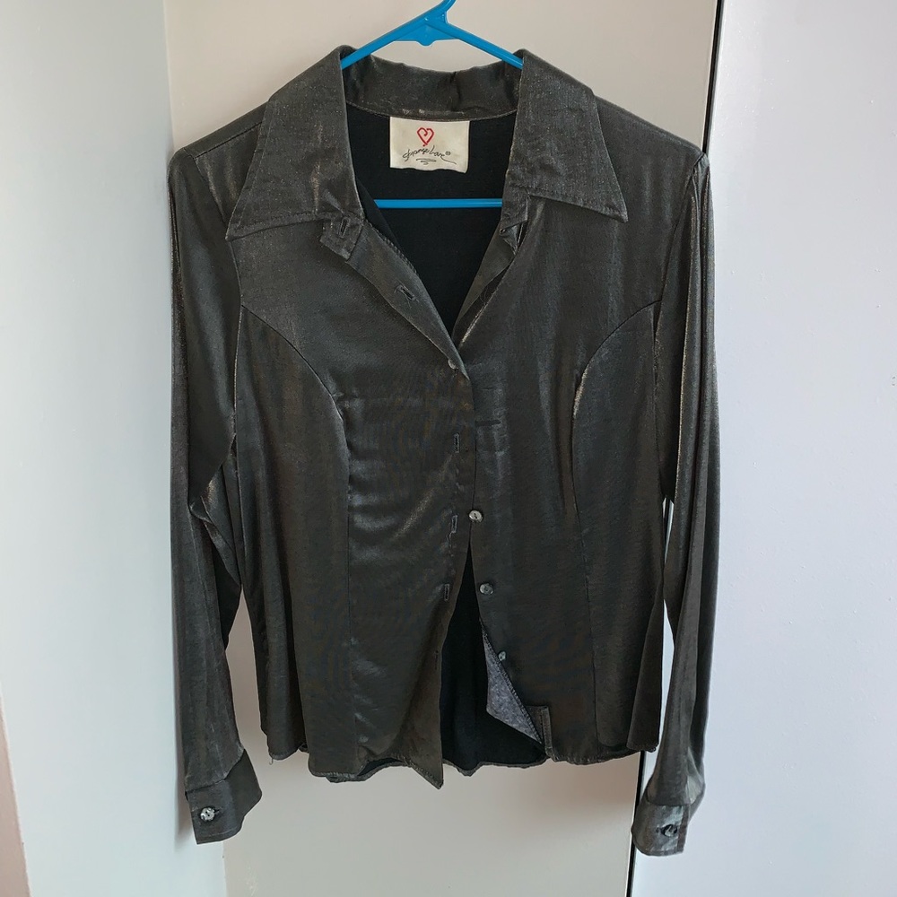 Vintage metallic silver blouse